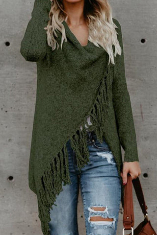 Casual Fringed Slim Sweater Coat