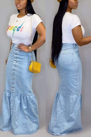 Casual Light Blue Denim Dress