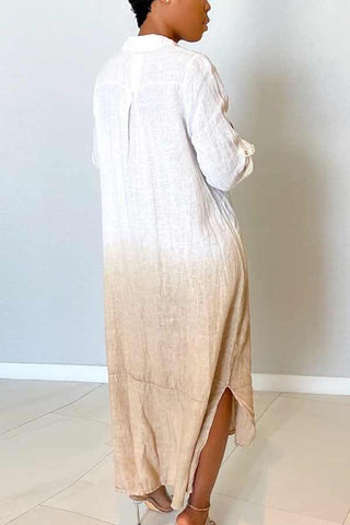 Casual Loose Gradient Shirt Dress