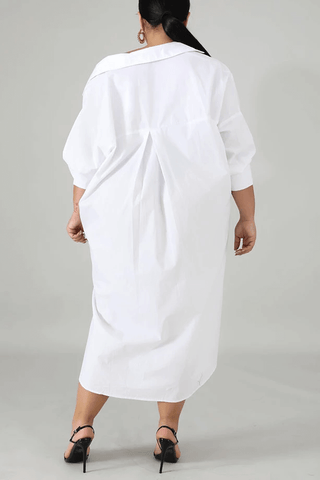 Casual Loose Irregular White Shirt Dress