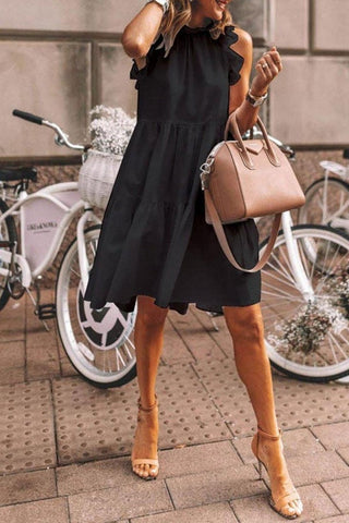 Casual Loose Sleeveless Solid Color Dress