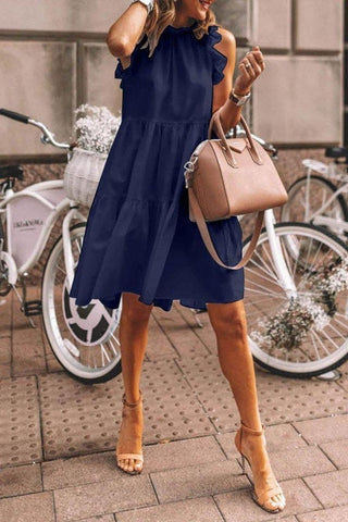 Casual Loose Sleeveless Solid Color Dress