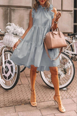 Casual Loose Sleeveless Solid Color Dress