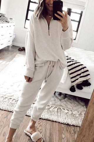 Casual Loose Solid Color Two Piece