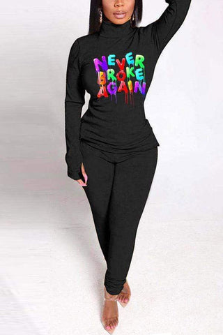 Casual Personality Letter Printing T-shirt Set