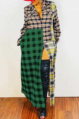 Casual Plaid Printed Ankle Length Dress