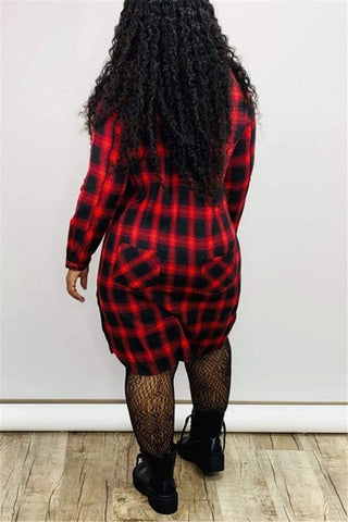 Casual Red Plaid Dress