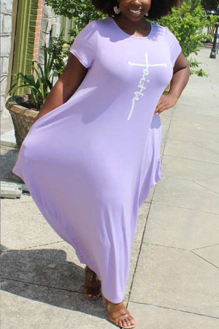 Casual Round Neck Irregular Hem Plus Size Dress