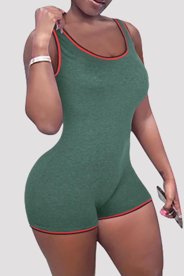 Casual Sleeveless Solid Color Romper