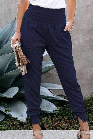 Casual Solid Color Slit Pants