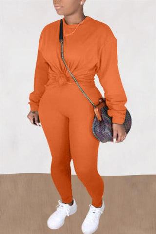Casual Solid Color Sportswear Two Pieces