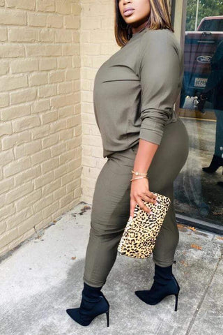 Casual Solid Color Thick Sportswear Two Piece