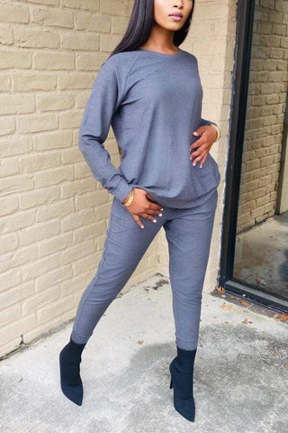 Casual Solid Color Thick Sportswear Two Piece