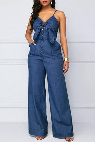 Casual Solid Color Wide-leg Jumpsuits