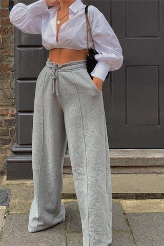 Casual Sportswear Loose Solid Trousers