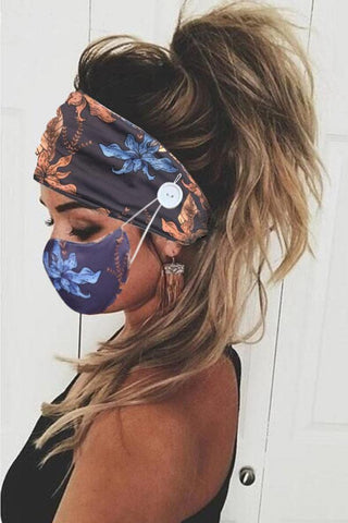 Fashion Printed Mask Headband Two Pieces
