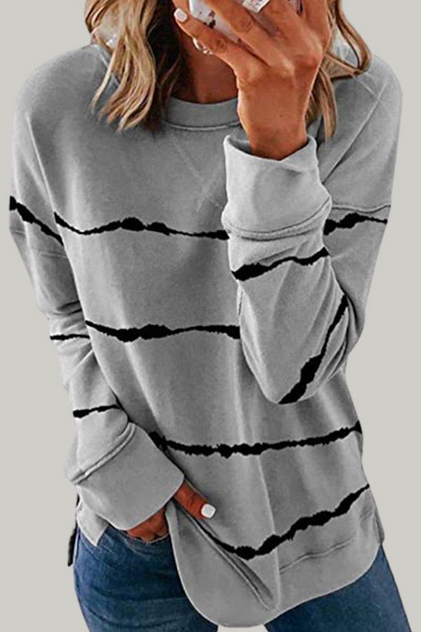 Casual Tie-dye Printed Striped Loose Top