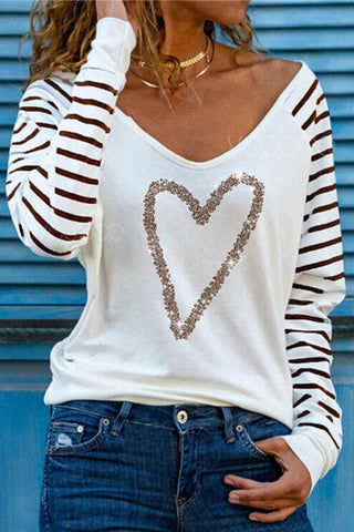 Casual V Neck Regular Print Basic Top