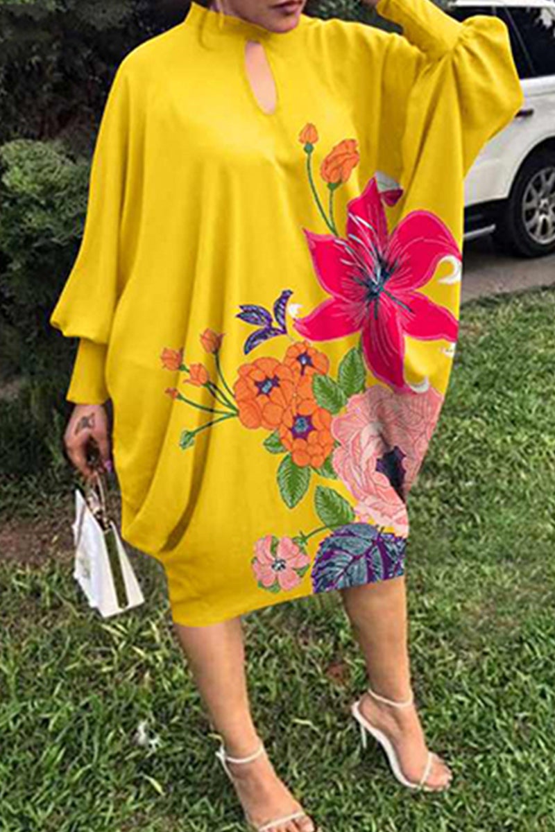 [Pre-Sale] Plus Size Casual Graphic Print Hollow Out Midi Dress