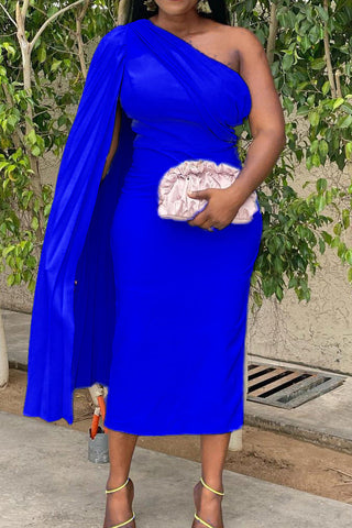 Online-clothing-plus-size-plain-dresses-one-shoulder-elegant-dress