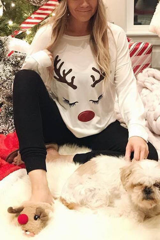 Christmas Cute Moose Printed T-Shirt