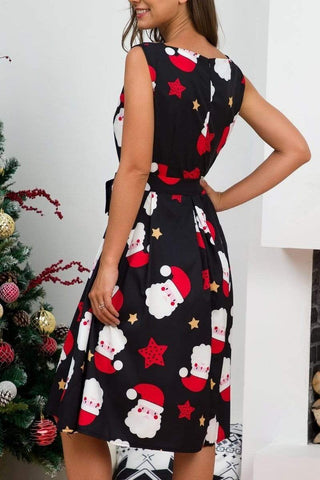Christmas round neck sleeveless dress