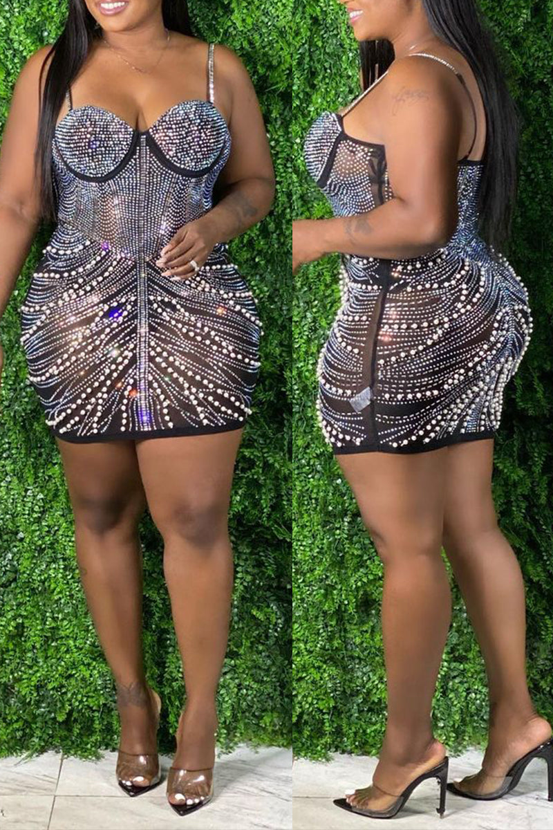 Online-clothing-plus-size-sequin-mini-dresses-sleeveless-sling