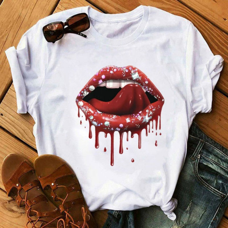Casual Print Basic O Neck T-Shirts