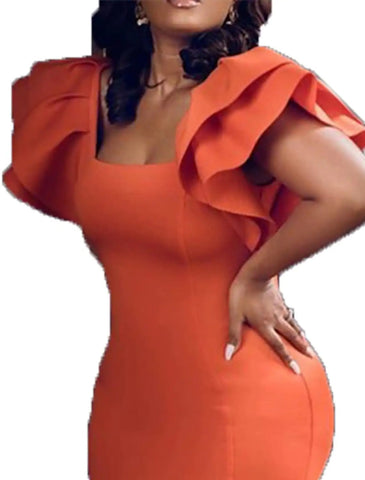 Online-clothing-plus-size-solid-elegant-sleeveless-ruffle-midi-dress