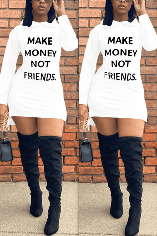 Casual Regular Hoodie Letter Print Mini Dress