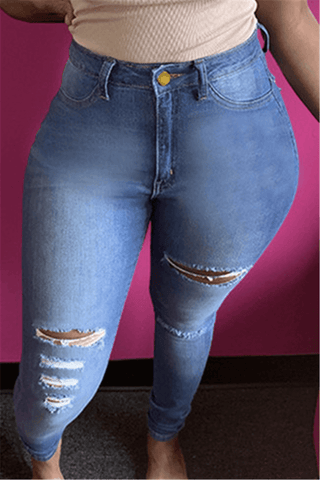 Fashion Casual Skinny Solid Color Jeans