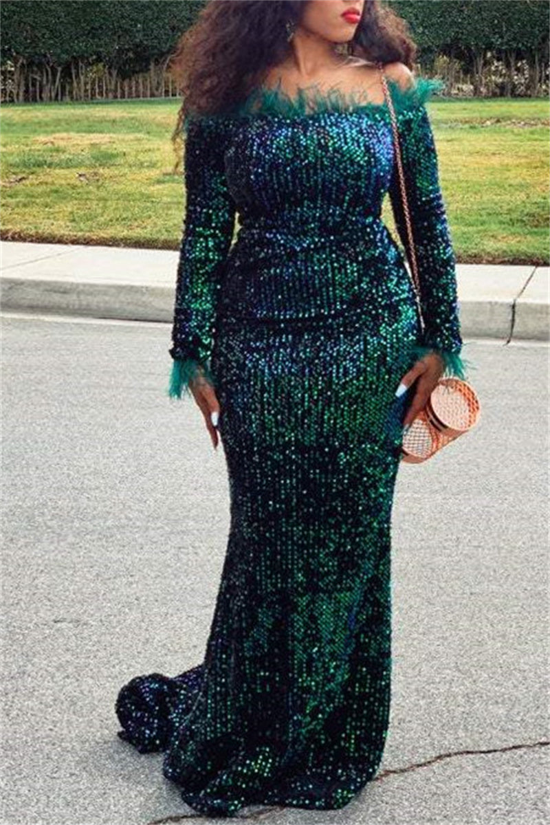 Online-clothing-plus-size-sequin-off-shoulder-bodycon-trailing-maxi-dress