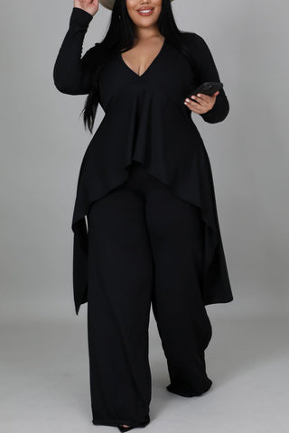 Free-shipping-online-clothing-pre-sale-plus-size-asymmetrical-top-v-neck-long-sleeve-wide-leg-pants-two-pieces-set
