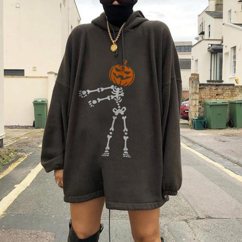 Casual Halloween Hooded Loose Long Sleeve Sweater