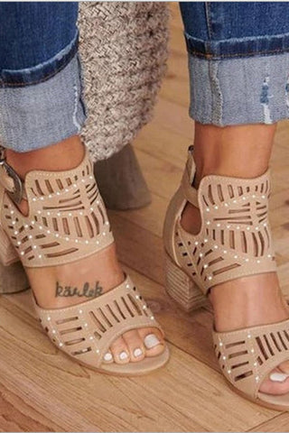 Casual Hollow Out Thick Heel Sandals Shoes