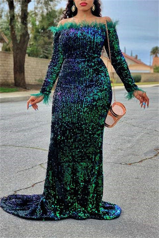 Online-clothing-plus-size-sequin-off-shoulder-bodycon-trailing-maxi-dress