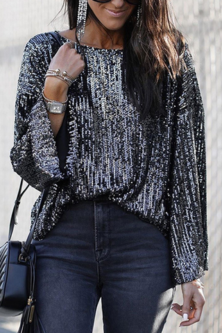 Sequin Stitching Long-Sleeved Shirt