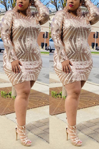 Online-clothing-plus-size-sequined-see-through-mini-dress