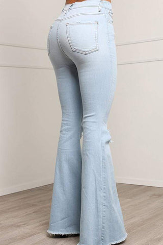Casual Trumpet-shaped  Holes  Wide leg Jeans