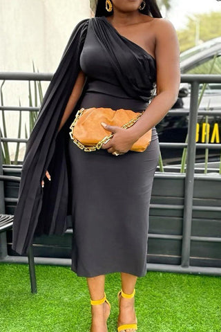 Online-clothing-plus-size-plain-dresses-one-shoulder-elegant-dress