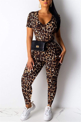 Fashion Sexy Casual Leopard Printed Two-Pieces