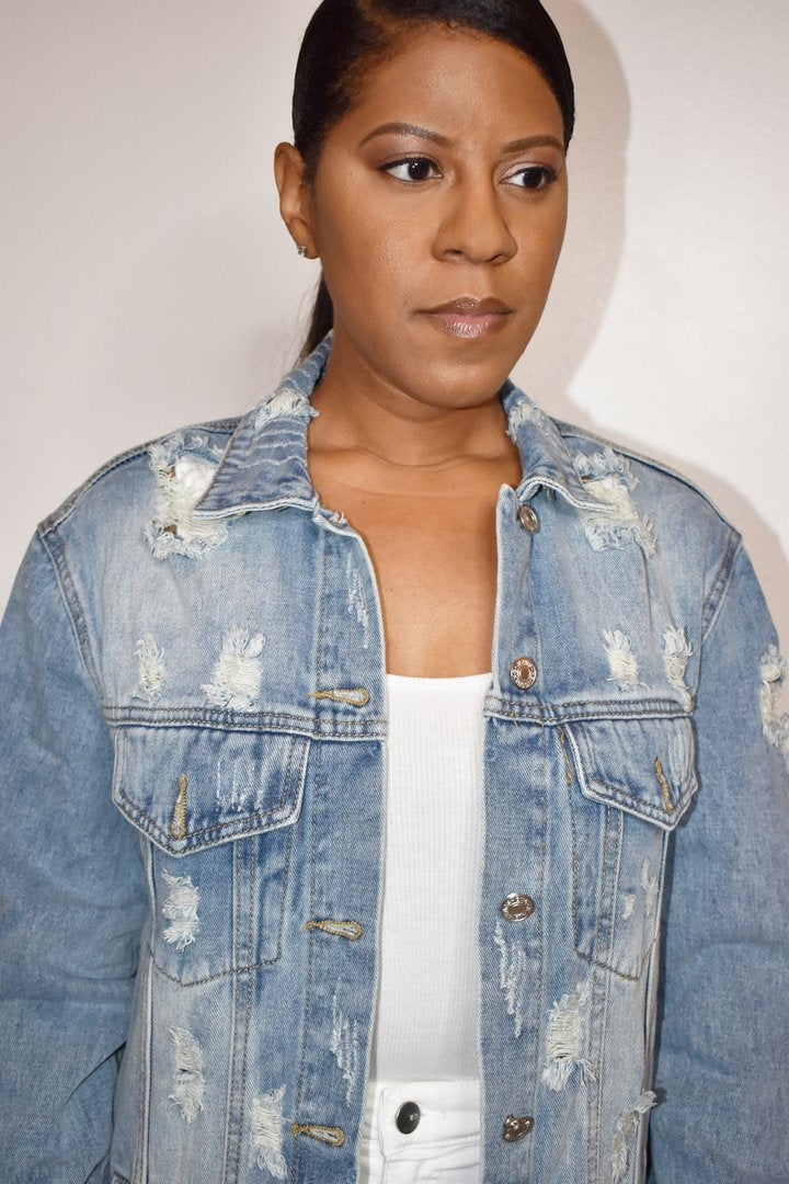 Online-clothing-plus-size-blue-casual-solid-ripped-turndown-collar-long-sleeve-regular-denim-jacket-coat