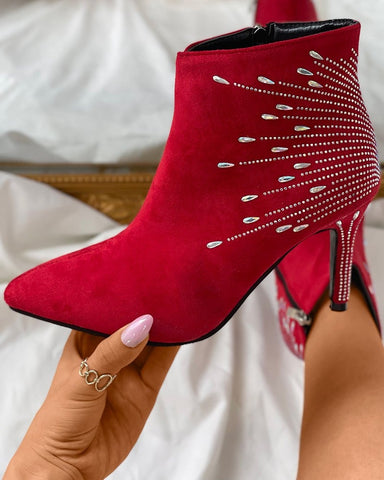 Casual Rhinestone Sequin Stiletto Ankle Boot