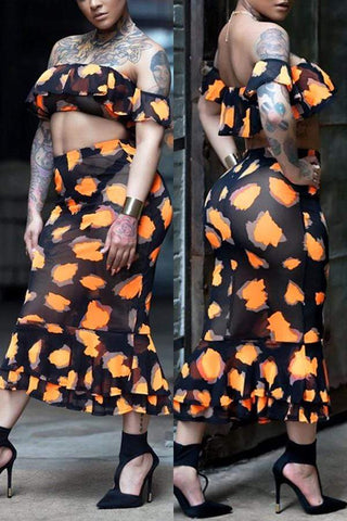 Sexy Printed Mesh Two-piece set