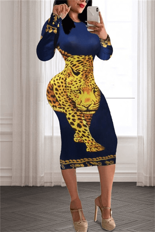 Fashion Casual Regular Print Basic A Line Dresses