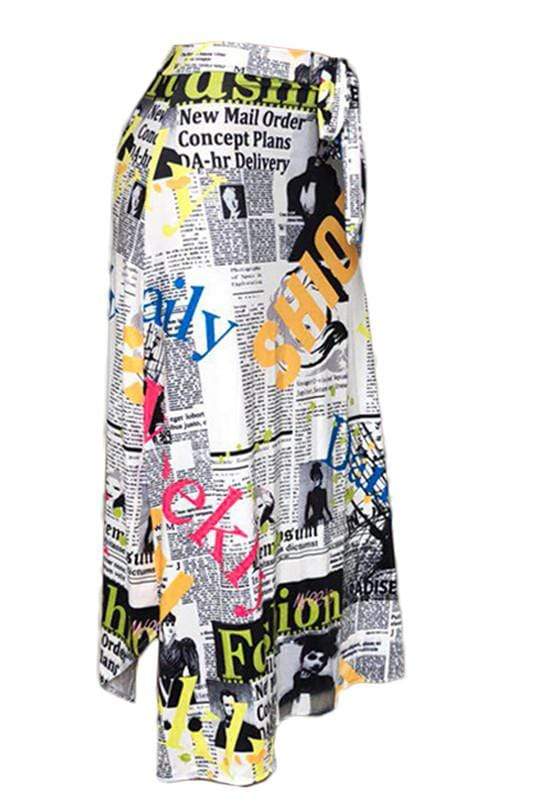 Fashion Casual Printing Irregular Skirt - VogueRegion