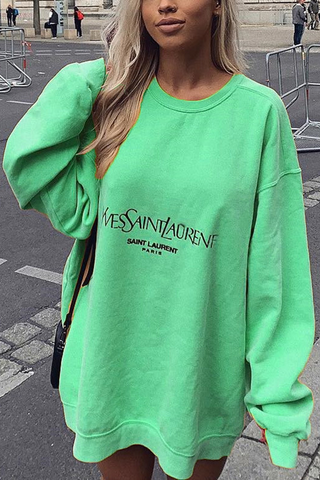 Letter Print Round Neck Sweatshirt