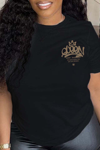 Casual Letter Print Basic O Neck T-Shirts