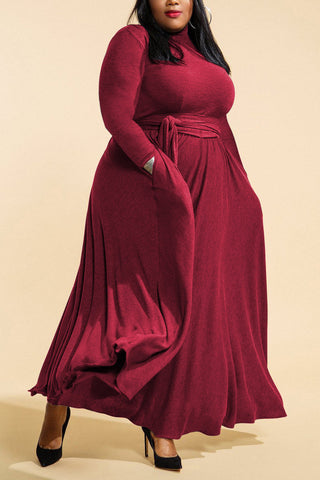 Online-clothing-plus-size-long-sleeve-mock-neck-flare-maxi-dress