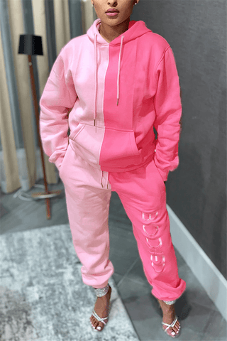 Fashion Casual Hoodie Patchwork Two Piece